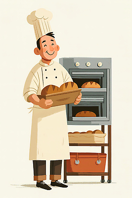 JPG 음식 빵 일러스트 재료 요리 취미 제과 주방 요리사 식사 빵집 작업 오븐 맛 제빵 제빵사 국내일러스트 AI일러스트 AI콘텐츠 직업 컨셉 제과제빵 상점 가전제품 파일형식