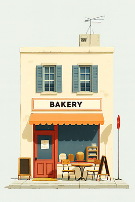 JPG 주간 외관 음식 빵 의자 일러스트 창문 탁자 아침 디저트 거리 주택 간판 건물 일상 상점 카페 빵집 상업 국내일러스트 자연요소 건축물 가구 라이프 파일형식