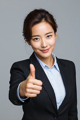 JPG 편집이미지 여자 얼굴 포즈 비즈니스 모션 직장 실내 웃음 사람 정장 카메라 엄지손가락 작업 비즈니스우먼 자신감 의료성형뷰티 편집실사 AI인물포토 AI콘텐츠 옷 감정 회사 손가락 표정 내부 신체부위 전자제품 직장인 CG 파일형식 AI포토
