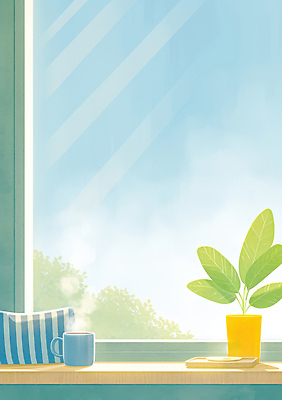 JPG 식물 화분 여유 커피 일러스트 창문 탁자 아침 바람 휴식 주택 풍경 일상 컵 인테리어 햇빛 노란색 감상 공간 수증기 편안함 창가 안락 국내일러스트 AI일러스트 AI콘텐츠 주간 자연요소 식기 디자인 감정 음료 컬러 가구 컨셉 날씨 건물 라이프 태양 감각 파일형식