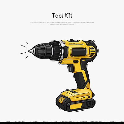 컬러 에너지 도구 공구 드릴 파일형식 벡터 전동드릴 작업 수리 건축 노란색 건전지 전기에너지 기술 장신구 안전 손잡이 기능 제조 조립 오브젝트 AI파일 일러스트 국내일러스트