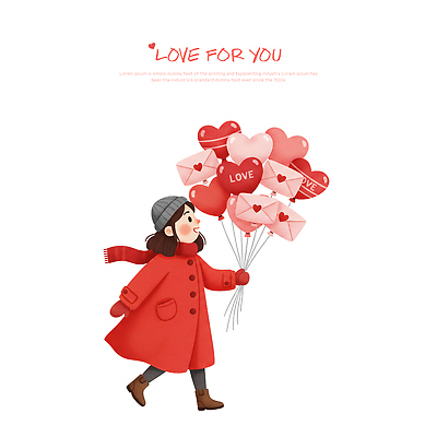 모양 여자 감정 어린이 상의 모션 사람 이벤트 파일형식 풍선 하트 길 외투 사랑 행복 걷기 컬러 기념일 예술 환경 계절 소녀 PSD 일러스트 국내일러스트