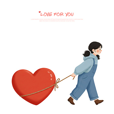 모양 감정 줄 컬러 컨셉 상의 바지 모션 사람 내부 파일형식 여자 하트 빨간색 당기기 청바지 스웨터 실내 표정 사랑 어린이 그림 밧줄 추억 오브젝트 포즈 PSD 일러스트 국내일러스트