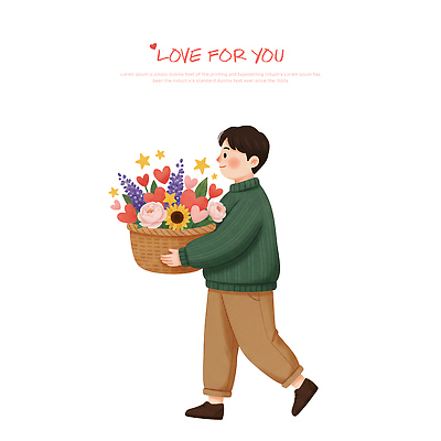 모양 PSD 남자 꽃 행복 감정 별 컬러 꽃다발 꽃밭 일러스트 선물 사랑 바구니 걷기 하트 표현 시간 소중 장면 국내일러스트 자연요소 식물 컨셉 모션 사람 파일형식