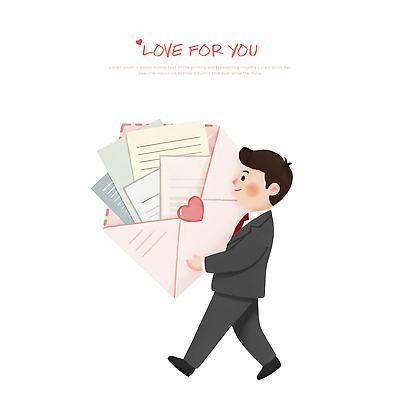 PSD 전통 기념일 남자 감정 컬러 일러스트 선물 사랑 표현 운반 발표 편지 전달 문서 소통 국내일러스트 컨셉 사람 이벤트 파일형식