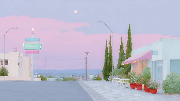 JPG 나무 식물 화분 일러스트 자연 탁자 출입구 조명 거리 풍경 야외 건물 일상 카페 달 도시 야간 저녁 국내일러스트 AI일러스트 AI콘텐츠 자연요소 건축물 가구 라이프 상점 생태계 파일형식