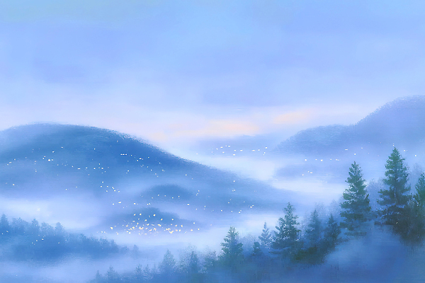 JPG 나무 컬러 겨울 일러스트 자연 하늘 아침 바람 산 풍경 파란색 빛 계곡 새벽 안개 대기 숲 조용 평야 국내일러스트 AI일러스트 AI콘텐츠 주간 자연요소 식물 계절 날씨 생태계 파일형식