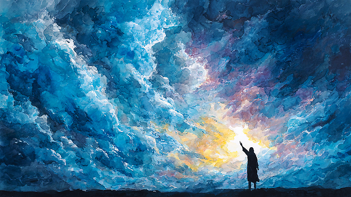 JPG 손 감정 예술 상징 컬러 일러스트 자연 하늘 아침 사람 풍경 빛 스크린 표현 예수 저녁 그림 풍랑 국내일러스트 AI일러스트 AI콘텐츠 주간 파도 신체부위 신_종교 야간 생태계 파일형식