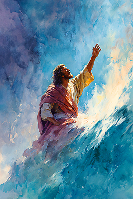 JPG 손 종교 길 바다 프로포즈 일러스트 모션 자연 하늘 그림자 물 믿음 희망 힘 예수 축복 기적 그림 장면 조화 풍랑 국내일러스트 AI일러스트 AI콘텐츠 자연요소 감정 파도 컨셉 신체부위 신_종교 생태계 파일형식