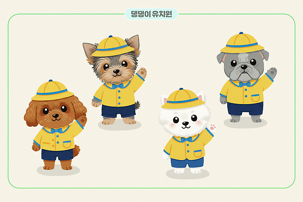 동물 직업 옷 교육 컨셉 관계 사람 신체부위 반려동물 개 테리어 파일형식 캐릭터 유치원 교사 귀여움 손 디자인 컬러 조화 친구 동료 놀이 어린이 학습 PSD 일러스트 국내일러스트 푸들 요크셔테리어 불독 말티즈 강아지 유치원복 애견유치원