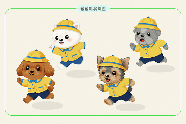 동물 옷 교육 감정 컨셉 관계 모션 반려동물 개 테리어 파일형식 강아지 달리기 유치원 귀여움 놀이 캐릭터 디자인 도전 친구 즐거움 PSD 일러스트 국내일러스트 푸들 요크셔테리어 불독 말티즈 유치원복 애견유치원