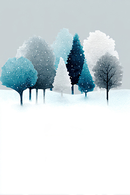JPG 나무 계절 백그라운드 겨울 일러스트 자연 하늘 나뭇잎 풍경 파란색 얼음 회색 흰색 차가움 숲 조용 신기루 존재 국내일러스트 AI일러스트 AI콘텐츠 자연요소 식물 컬러 잎 생태계 파일형식