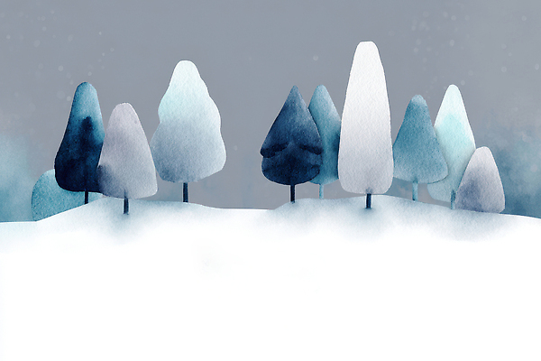 JPG 모양 나무 디자인 계절 컬러 겨울 일러스트 자연 산 풍경 회색 추위 흰색 차가움 숲 그림 장면 수목 풍경화 국내일러스트 AI일러스트 AI콘텐츠 식물 생태계 파일형식