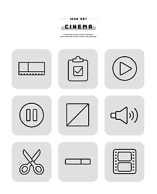 편집 디자인 일러스트 그래픽 스크린 소리 도구 정지 필름 영화 측정 테이프 재생 스캐너 체크리스트 국내일러스트 AI파일 모션 문화예술 문구용품 파일형식 벡터