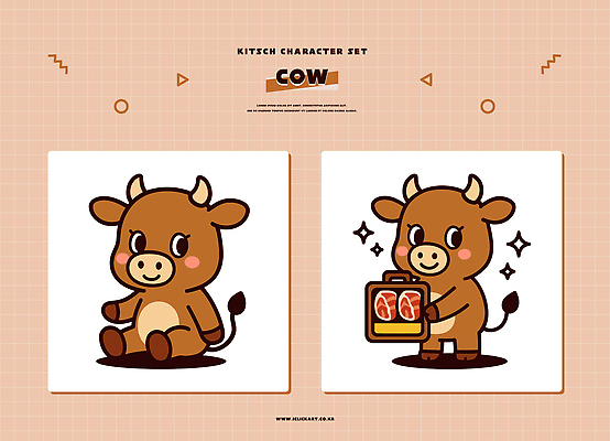 동물 캐릭터 디자인 가방 일러스트 모션 사람 세트 장난감 귀여움 표현 아기 소 오브젝트 그림 키치 일러캐릭터 AI파일 잡화 컨셉 포유류 파일형식 벡터