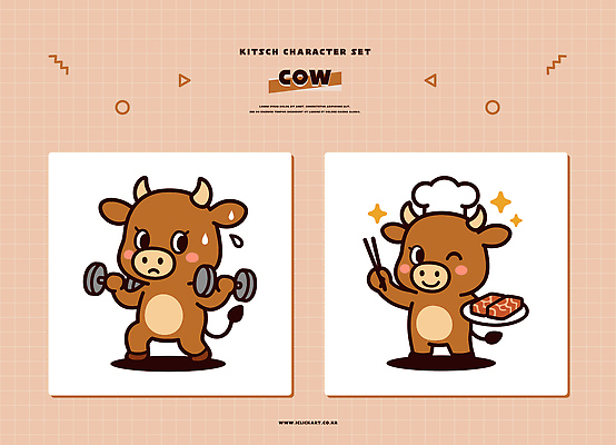 캐릭터 모자_잡화 감정 컨셉 포유류 건강 요리사 헬스 파일형식 벡터 소 헬스장 운동 아령 요리 음식 요리사모자 즐거움 모션 몸무게 식사 힘 주방 귀여움 디자인 일러스트 일러캐릭터 AI파일