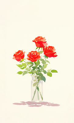 JPG 식물 꽃 컬러 꽃다발 백그라운드 잎 일러스트 자연 생명 유리병 수채화 선물 내부 장식 여름 장미 원예 조화 뷰티풀 스타일 국내일러스트 AI일러스트 AI콘텐츠 계절 병_용기 취미 생태계 파일형식