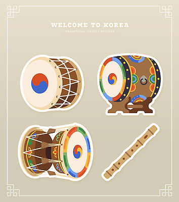 전통 디자인 문화 예술 악기 음악 컬러 스티커 패턴 일러스트 타악기 한국 국악 축제 공연 북 피리 장구 민속악기 국내일러스트 AI파일 아시아 무늬 문화예술 국악기 이벤트 목관악기 파일형식 벡터