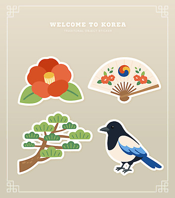 나무 식물 동물 꽃 아시아 무늬 조류 공예 파일형식 벡터 부채 까치 소나무 무궁화 스티커 한국 전통 바람개비 그림 장식 문화 예술 디자인 오브젝트 컬러 모양 패턴 수공예 전시 수집 일러스트 국내일러스트 AI파일
