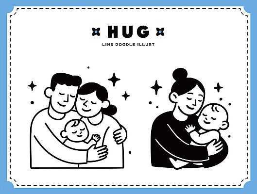 행복 감정 어린이 일러스트 가족 포옹 따뜻함 사랑 두명 부모 기쁨 만남 표현 아기 소통 순간 유대감 국내일러스트 AI파일 컨셉 관계 안기 사람 파일형식 벡터