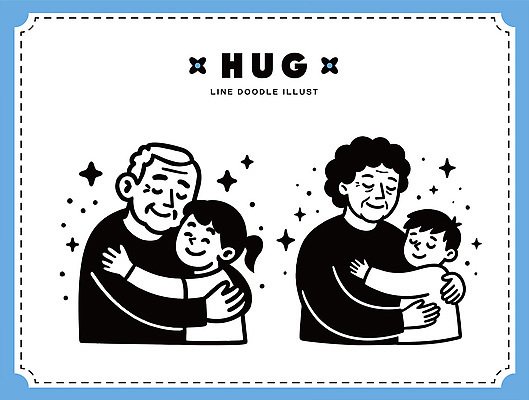 할아버지 행복 감정 어린이 일러스트 가족 관계 모션 포옹 손자 따뜻함 사랑 사람 일상 부모 만남 연결 그림 순간 국내일러스트 AI파일 노년 남자 컨셉 안기 라이프 손주 파일형식 벡터