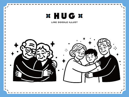 부부 행복 감정 일러스트 가족 관계 포옹 따뜻함 사랑 웃음 사람 부모 자녀 그리기 연결 장면 소통 국내일러스트 AI파일 커플 컨셉 안기 모션 표정 파일형식 벡터