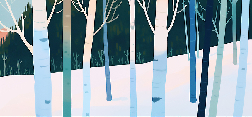 JPG 나무 줄기 컬러 백그라운드 겨울 일러스트 자연 하늘 조명 바닥 풍경 차가움 숲속 숲 평면 풍경화 눈덮임 국내일러스트 AI일러스트 AI콘텐츠 식물 계절 컨셉 그림 생태계 파일형식