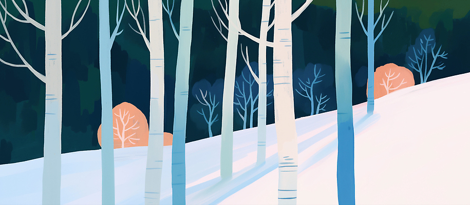 JPG 나무 줄기 컬러 겨울 일러스트 자연 바람 그림자 풍경 빛 흰색 나뭇가지 차가움 숲 그늘 조화 청명 풍경화 국내일러스트 AI일러스트 AI콘텐츠 자연요소 식물 계절 날씨 그림 생태계 파일형식