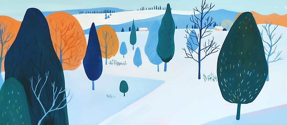 JPG 나무 계절 컬러 겨울 일러스트 자연 하늘 산 주택 풍경 초원 파란색 마을 가지치기 평야 경관 국내일러스트 AI일러스트 AI콘텐츠 식물 건물 생태계 원예 파일형식