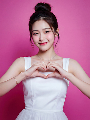 JPG 편집이미지 손 드레스 여자 행복 감정 분홍색 포즈 백그라운드 발렌타인데이 미소 사람 청춘 촬영 하트 의료성형뷰티 스타일 편집실사 AI인물포토 AI콘텐츠 모양 옷 컬러 컨셉 데이이벤트 표정 신체부위 CG 파일형식 AI포토