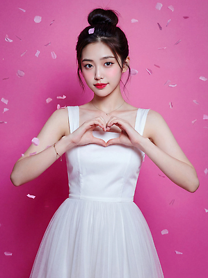 JPG 편집이미지 드레스 여자 기념일 꽃잎 행복 분홍색 포즈 백그라운드 발렌타인데이 사랑 이벤트 촬영 기쁨 하트 축하 표현 의료성형뷰티 편집실사 AI인물포토 AI콘텐츠 모양 옷 꽃 감정 컬러 컨셉 데이이벤트 사람 CG 파일형식 AI포토