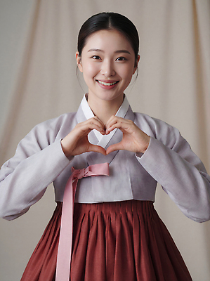 JPG 편집이미지 전통 옷 여자 문화 상징 포즈 백그라운드 한국 표정 미소 손짓 마음 한복 즐거움 뷰티풀 의료성형뷰티 편집실사 AI인물포토 AI콘텐츠 한국전통 감정 아시아 모션 사람 전통의상 CG 파일형식 AI포토