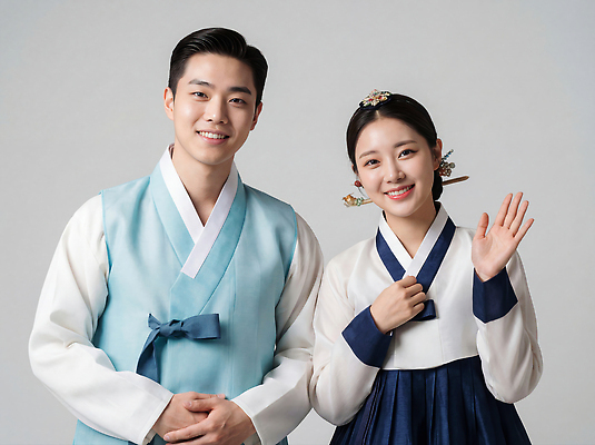 JPG 편집이미지 전통 손 커플 여자 명절 기념일 남자 문화 백그라운드 새해 한국 웃음 사람 손짓 이벤트 카메라 한복 의료성형뷰티 편집실사 AI인물포토 AI콘텐츠 한국전통 아시아 관계 모션 표정 신체부위 전자제품 전통의상 CG 파일형식 AI포토