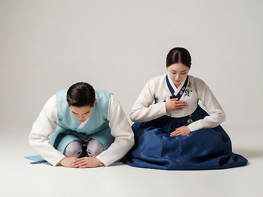 JPG 편집이미지 전통 커플 여자 명절 남자 문화 가족 새해 한국 만남 예절 절 의식 전통의상 한복 세배 성격 의료성형뷰티 편집실사 AI인물포토 AI콘텐츠 한국전통 기념일 아시아 컨셉 관계 사람 인사 절_인사 CG 파일형식 AI포토