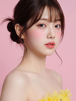 JPG 편집이미지 헤어스타일 여자 감정 얼굴 사람 화장 뷰티 귀여움 피부 초상화 의료성형뷰티 분홍색배경 편집실사 AI인물포토 AI콘텐츠 분홍색 백그라운드 컨셉 신체부위 CG 그림 파일형식 AI포토