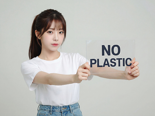 JPG 편집이미지 여자 포스터 캠페인 티셔츠 모션 환경 청바지 표지판 메시지 보호 플라스틱 반대 의료성형뷰티 이미지편집 AI인물포토 AI콘텐츠 컨셉 셔츠 바지 재질 알림판 사람 파일형식 AI포토