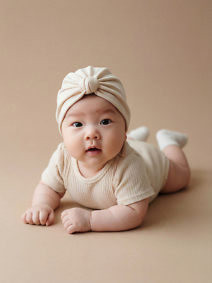 JPG 편집이미지 옷 엎드리기 백그라운드 귀여움 육아 아기 베이지색 의료성형뷰티 편집실사 AI인물포토 AI콘텐츠 컬러 컨셉 모션 사람 CG 파일형식 AI포토