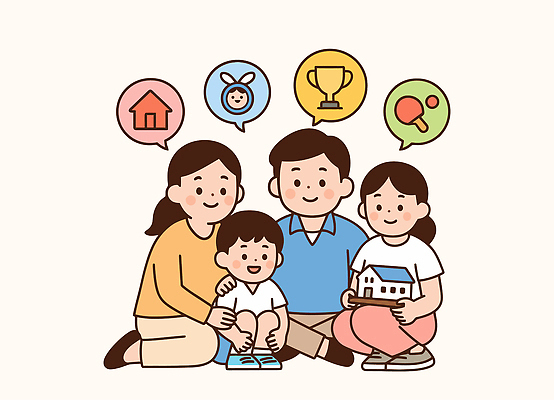 손 행복 어린이 일러스트 가족 모션 함께함 이야기 대화 사랑 웃음 앉기 부모 기쁨 모임 소통 관심 순간 국내일러스트 AI파일 감정 컨셉 관계 표정 말하기 사람 신체부위 파일형식 벡터