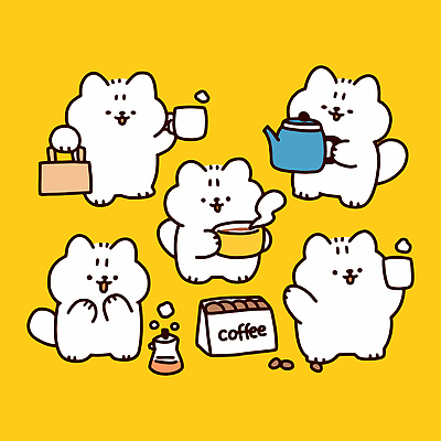 감정 음료 음식 컬러 가구 컨셉 포유류 차_음료 반려동물 화장품 카페 파일형식 벡터 고양이 커피 여유 준비 쇼핑 귀여움 즐거움 모션 장면 팩 탁자 주방 도구 티백 흰색 모양 식사 디저트 일러스트 국내일러스트 AI파일 노란색 애묘카페