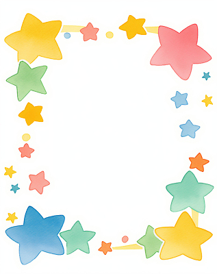 JPG 손글씨 디자인 별 종이 어린이 컬러 백그라운드 잎 일러스트 수채화 프레임 이벤트 장식 여름 공예 즐거움 그림 문서 국내일러스트 AI일러스트 AI콘텐츠 자연요소 식물 계절 감정 사람 취미 파일형식