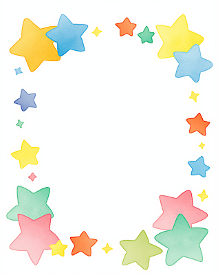 JPG 모양 디자인 별 예술 분홍색 컬러 백그라운드 일러스트 수채화 프레임 초록색 파란색 노란색 희망 다양 크기 주위 꾸밈 창작 스타일 국내일러스트 AI일러스트 AI콘텐츠 자연요소 감정 다수 파일형식