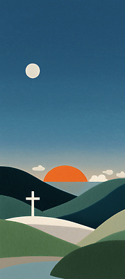 JPG 기독교 종교 컬러 십자가 일러스트 자연 하늘 아침 바람 새해 산 풍경 초원 태양 평화 일출 출발 조용 뷰티풀 국내일러스트 AI일러스트 AI콘텐츠 주간 자연요소 컨셉 날씨 노을 생태계 파일형식