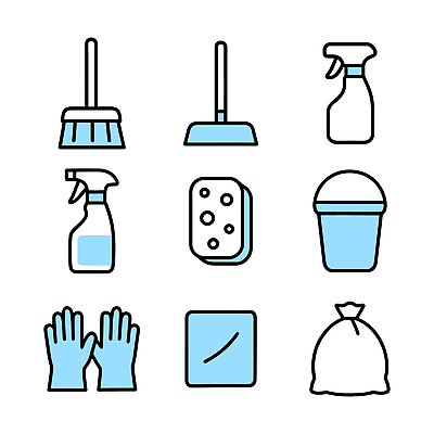 아이콘 바닥 총 도구 작업 쓰레기 청소 오브젝트 스프레이 정리 청소기 스펀지 쓰레기봉투 바닥청소 2D아이콘 AI파일 무기 봉투 전자제품 청소도구 파일형식 벡터