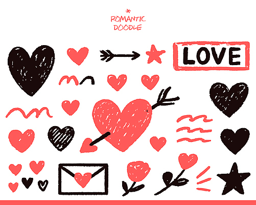 모양 도형 캐릭터 기호 디자인 감정 예술 컬러 스티커 일러스트 발렌타인데이 사랑 그래픽 장식 세트 하트 표현 낙서 심볼 드로잉 창작 국내일러스트 AI파일 문자 데이이벤트 미술 파일형식 벡터