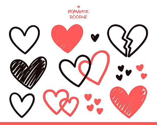 모양 디자인 감정 예술 컬러 일러스트 발렌타인데이 사랑 그래픽 세트 로맨틱 하트 표현 낙서 크기 그림 손그림 드로잉 창작 스타일 국내일러스트 AI파일 컨셉 데이이벤트 미술 파일형식 벡터