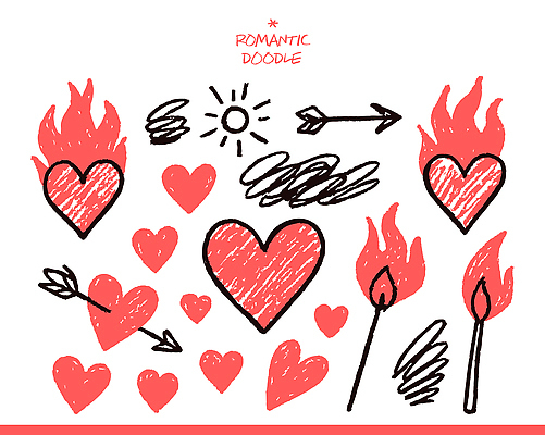 모양 기호 디자인 감정 예술 선 상징 컬러 일러스트 도안 불꽃 아이디어 발렌타인데이 사랑 세트 하트 표현 낙서 그림 창의력 스타일 국내일러스트 AI파일 문자 컨셉 데이이벤트 불 파일형식 벡터