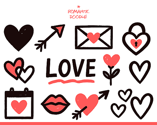 기념일 꽃 감정 일러스트 도안 관계 화살 자물쇠 발렌타인데이 사랑 두명 그래픽 장식 세트 다이어리 로맨틱 하트 날짜 낙서 편지 국내일러스트 AI파일 모양 식물 컨셉 데이이벤트 사람 이벤트 사무용품 파일형식 벡터