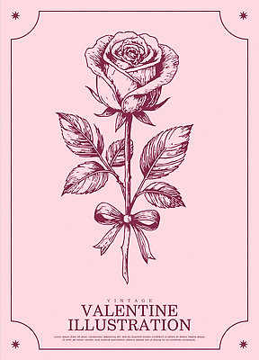 디자인 커플 꽃 감정 리본 분홍색 백그라운드 일러스트 발렌타인데이 선물 사랑 장식 장미 축제 로맨틱 그림 뷰티풀 국내일러스트 AI파일 식물 컬러 컨셉 관계 데이이벤트 파일형식 벡터