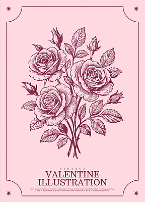 전통 디자인 꽃잎 꽃 예술 선 분홍색 컬러 백그라운드 일러스트 발렌타인데이 선물 장식 장미 로맨틱 표현 빈티지 그림 국내일러스트 AI파일 식물 컨셉 데이이벤트 파일형식 벡터