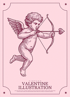 캐릭터 전통 디자인 감정 어린이 예술 분홍색 날개 일러스트 화살 기념 발렌타인데이 사랑 소년 로맨틱 활 그림 신화 판화 국내일러스트 AI파일 남자 컬러 컨셉 데이이벤트 미술 사람 파일형식 벡터